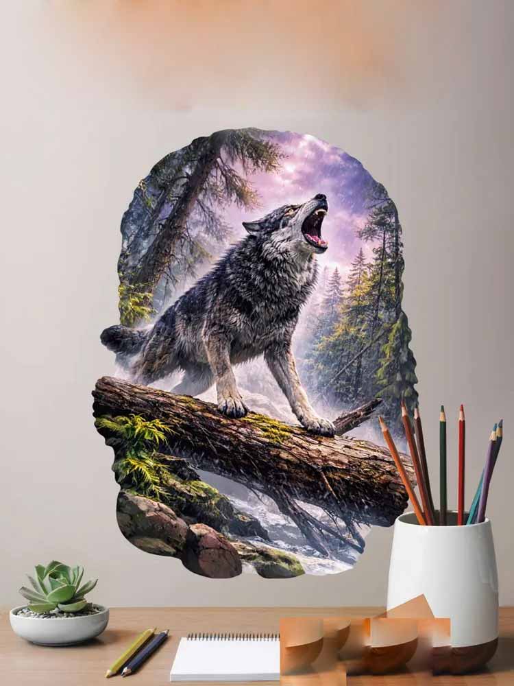 Pvc Panel Background - Wild Timberwolves Pattern Wall Mural Stickers